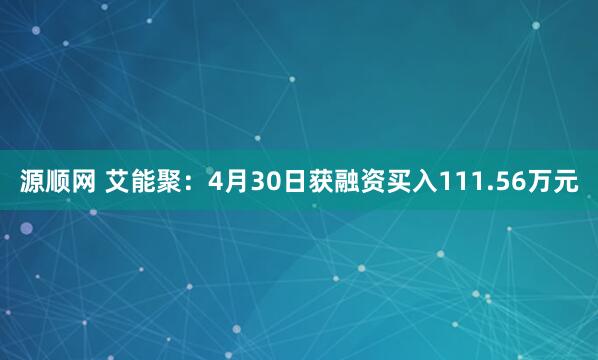 源顺网 艾能聚：4月30日获融资买入111.56万元