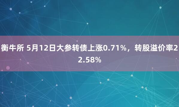 衡牛所 5月12日大参转债上涨0.71%，转股溢价率22.58%